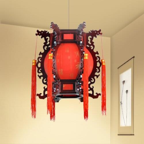 Chinese ancient wooden red lantern faucet pendant lights living room restaurant garden study home lighting pendant lamp ZA ZS23