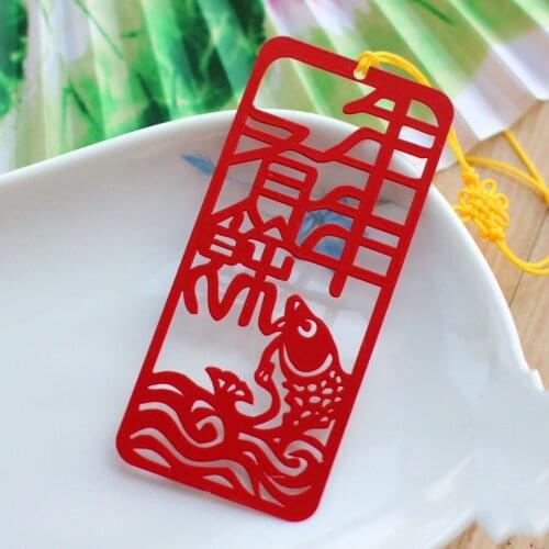 Classical stainless steel metal chinese style gift Bookmarks series gift red fish bookmark