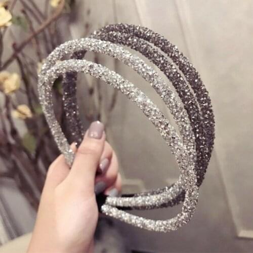 Fashion Korea Crystal Headband for Women Full Rhinestone Hairband Beads Bezel Girls Hair Accessories Headwear