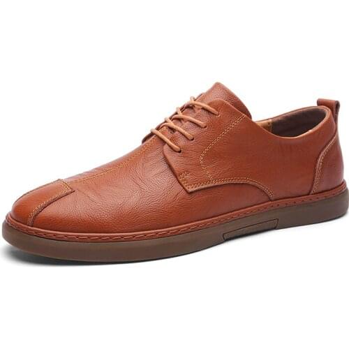 British Style Luxury Leather Shoes Men Sneakers Men Trainers Lace-up Flat Business Formal Shoes