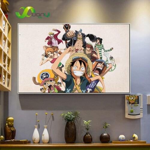 Nostalgic Retro Canvas Pictures Classic Japan Anime One Piece Luffy Poster For Living Room Bedroom Wall Art Painting Home Decor
