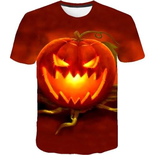 2020 new Pumpkin smiley Harajuku men and womenTshirts Women Short Sleeve Halloween Printed O-Neck Tops T-Shirt Graphic Tee Stree