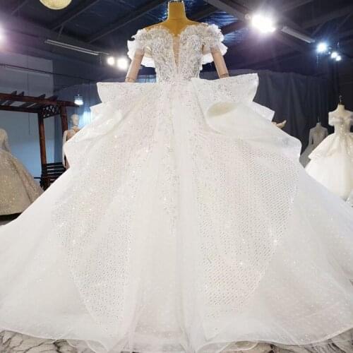 New Elegant Glitter Wedding Dresses 2021 Off The Shoulder Bridal Gowns Princess Vestido De Noiva High Quality Robe De Mariee