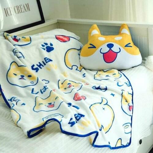 Home Textile Cartoon Akita Shiba Inu Printed Blanket Boys Girls Gift Coral Fleece Blanket Summer Air Condition Throw Blanket