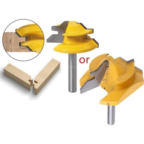OOTDTY 45 Degree Miter Lock Tenon Milling Woodworking Router Bit 6mm Shank Cutter Tool