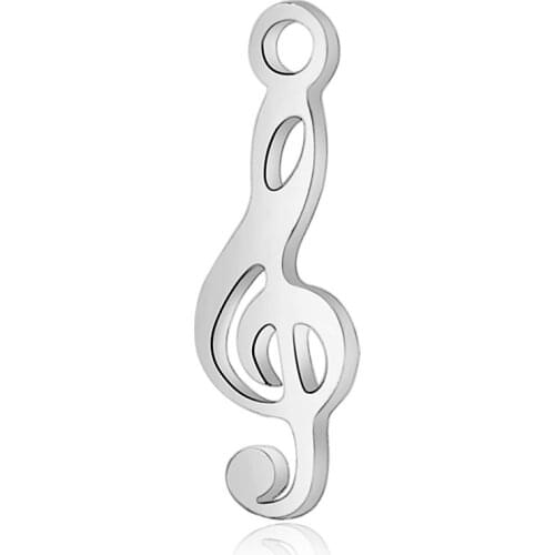 Stainless Steel Full Polished Music Note Charm Pendants for Bracelet Necklace DIY Jewelry Making Wholesales