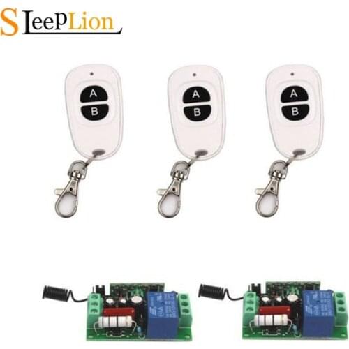 Sleeplion AC 220V 10A 1CH Relay Switch 315MHz 433MHz Wireless Smart Remote 3 2-Key Switch Transmitter+2 Receiver Relay Module
