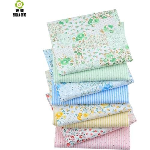 Shuanshuo Floral &Stripe Cotton Fabric Tissue Cloth Of Handmade DIY Quilting Sewing Baby&Children Sheets Dress40*50cm 40pcs/lot