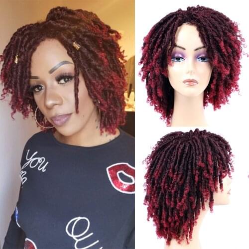 Ombre Dreadlock Wig Synthetic Braided Twist Wigs For Women Red Brown Honey Blonde Short Curly Synthetic Wigs For Cosplay Party
