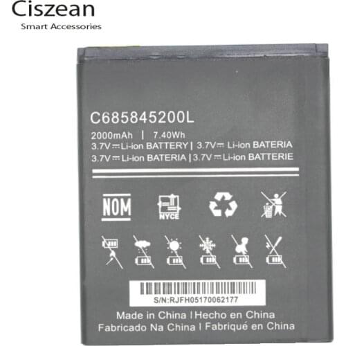 Ciszean 1x 3.7V 2000mAh Replacement C685845200L Li-ion Battery For BLU Studio C HD S090Q S090 Batteries