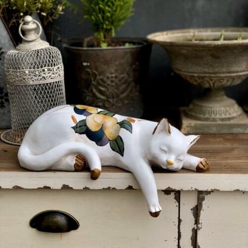 Sleeping Cat Flower Stand Resin Garden Landscaping Decoration Gardening Balcony Courtyard Step Decoration Succulent Flower