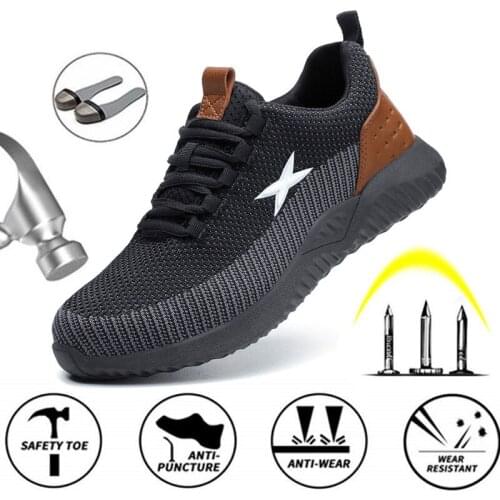Steel Toe Cap with Indestructible Shoes Mens Work Safety Shoes Breathable Light weight Anti-Puncture ladies Safety Work Boots