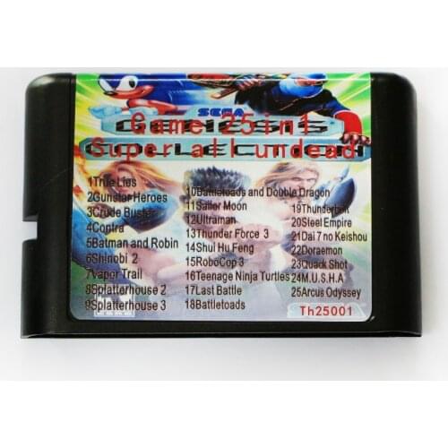 TH25001-25 In 1 SEGA GENESIS MegaDrive 16 bit Game Card Freeshiping