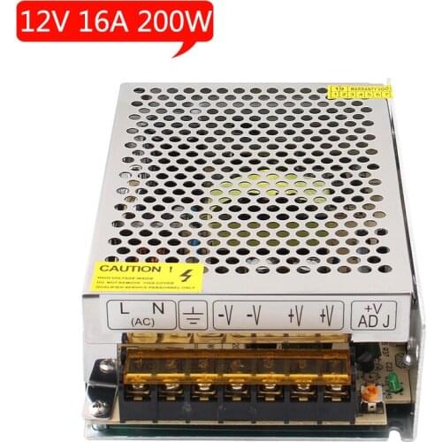 Lighting Transformer AC DC 12V 16A Driver LED Switching Power Supply AC 220V 110V TO DC 12V 200W for CCTV LED Strip Monitoring