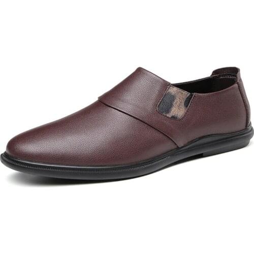 Men Brand Genuine Leather Concise Business Dress Pointy Black Shoes Breathable Formal Wedding Basic Shoes