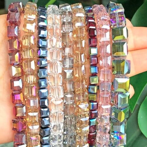 High Quality Multicolor Cube Austrian Crystal Beads Loose Square Shape Glass Beads For Jewelry Making DIY Bracelet 2/3/4/6/8MM