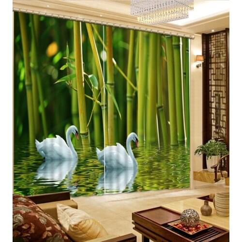 High quality custom 3d curtain fabric Beautiful Photo Fashion Customized 3D Curtains Three-dimensional green bamboo curtains