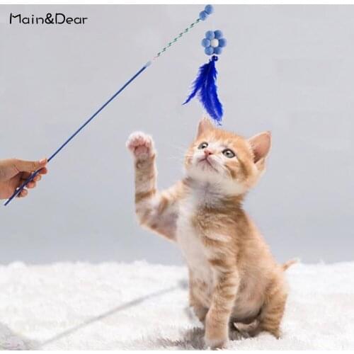 Funny Cat Colored Feathers Or Cotton Bats Dun Interactive Cat Funny Cat Toys Pet Supplies Training Tools