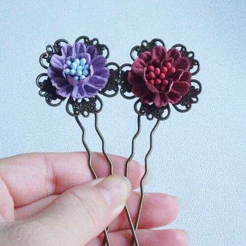 Women Vintage Flower Hairpins Metal Barrette U Pin Clip Bridal Hair Jewelry Accessories Wedding Hairstyle Tools