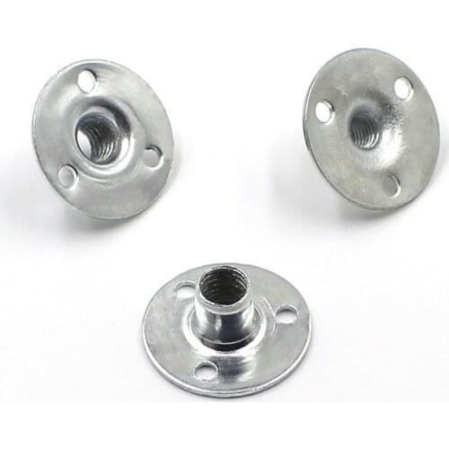 10pcs Carbon Steel Flange Coupling with M6 M8 M10 M12 Thread Zinc Plating Three Hole Lock Nuts Furniture Connector Fastener
