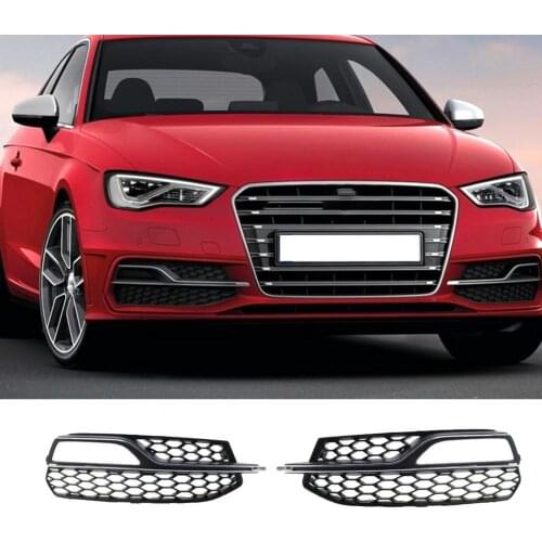 2Pcs Fog Lamp Bezels ABS Light Bumber Grille 8V3807681Q 8V3807681G for Audi A3 Sport Version S3 2013 2014 2015 2016
