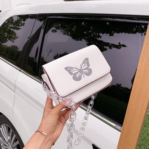 Acrylic Chain Butterfly Crossbody Bags for Women Summer Ladies Mini Square Shoulder Bag Fashion Girls Party Small Clutch Purse