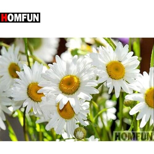 HOMFUN Full Square/Round Drill 5D DIY Diamond Painting "White flower" Embroidery Cross Stitch 5D Home Decor Gift A16427