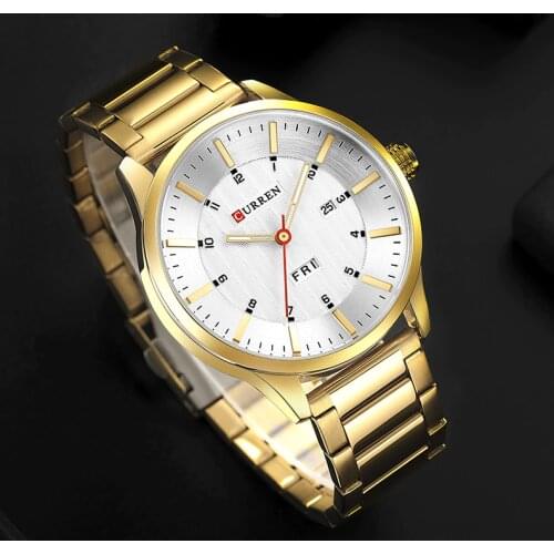 CURREN Luxury Brand New Men Quartz Watch Mens Stainless Steel Business Gold Watches Male Waterproof Fashion Date Analog Clock