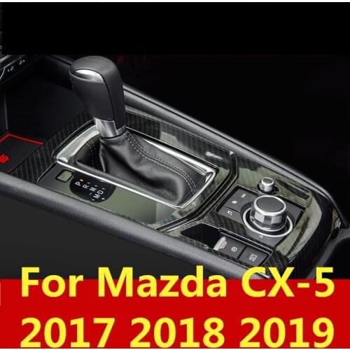 For Mazda CX-5 CX5 CX 5 2017 2018 2019 ABS Chrome Carbon Fiber Car Middle CD Center Control Interior Accessories Stripe