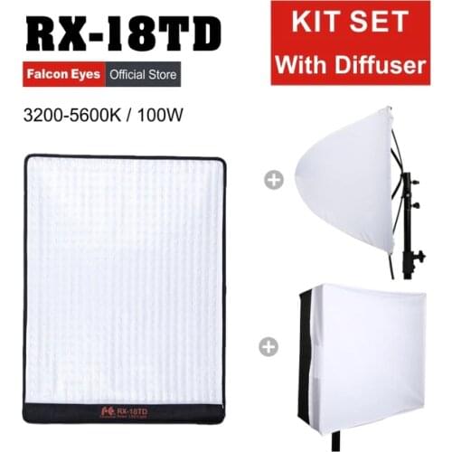Falcon Eyes RX-18TD 100W LED Photo Video Light Portable LED Photo Light 504pcs Flexible LED Photo Light RX-18TD with Diffuser