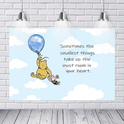 Photography Backdrops 7x5FT Bear White Clouds Blue Sky Balloons Custom Photo Studio Backdrop Background Vinyl