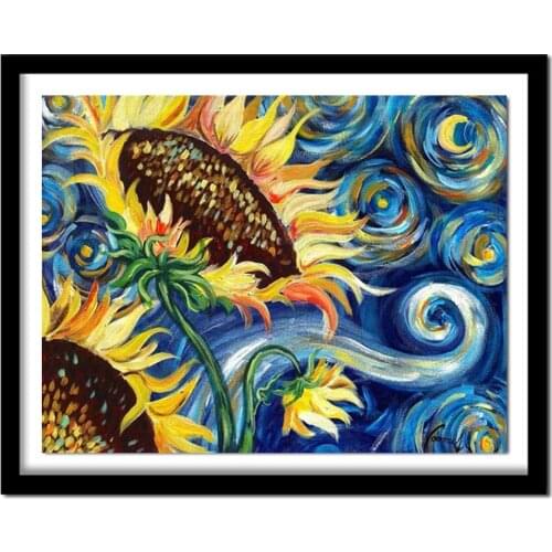 Diamond Painting Cross Stitch Sunflower by Van Gogh Famous Painting Full Square Drills Diamond Embroidery ASF982