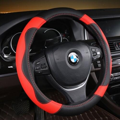 Leather Universal Car Steering-wheel Cover 38CM Car-styling Sport Auto Steering Wheel Covers Anti-Slip Automotive Accessories