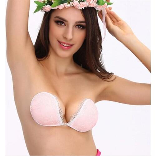 Strapless Lace Bra Silicone Sexy Gathered Chest Paste Breathable Bras For Wedding Dress Reusable Underwear Womens Accessories