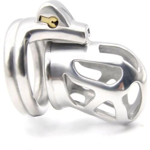 Male Chastity Device 2020 New Design Stainless Steel Cock Cage Penis Rings Penis Locking Bondage Slave Sex Toy for Man G7-1-237