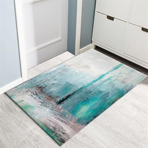Nordic Light Green Abstract Painting Mat Hallway Long Mat In The Bathroom Non-slip Kitchen Mat Set Washable Bedside Mat Soft