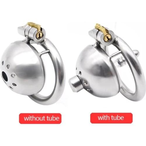 New Stainless Steel Cock Cage With Penis Plug Penis Ring Male Chastity Device with catheter Stealth New Lock tube Adult Sex Toy