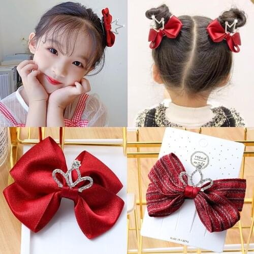 New Big Bow Hairpin Fabric Girls Hair Clips Crown Hair Accessories Cute Child Headwear Side Bangs Clip Fashion Accessories