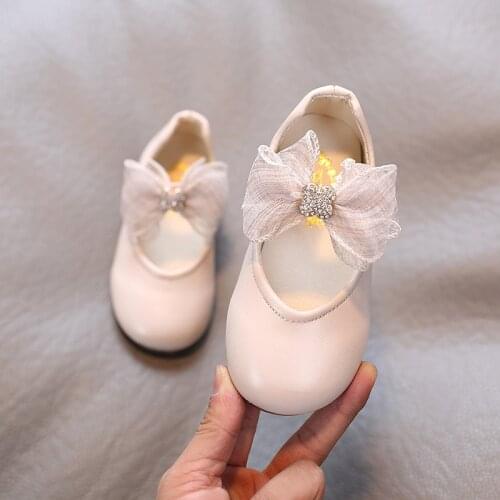 2020 Autumn childrens shoes girls sweet bow performance banquet princess square mouth leather shoes large children single shoes