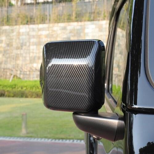 QHCP Car Rearview Mirror Decorative Cover Side Door Mirror Stickers Carbon Fiber Black Silver ABS For Jeep Wrangler JL 2018 2019
