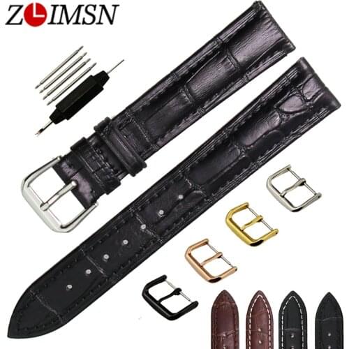 ZLIMSN Genuine Leather Watch Band 18 20 22 23 24 26mm Watch Starp for Men Women Watches Accessories Black Brown Relojes Hombre