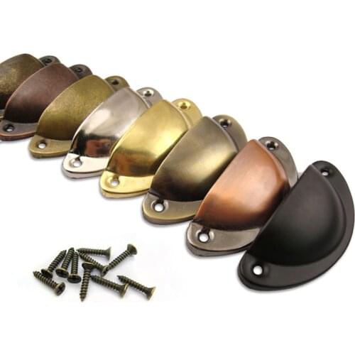 Shell Shape Medicine Cabinet Handle Antique Drawer Hardware Cupboard Pull Semi-Circular Chinese Style Handle Retro Knobs