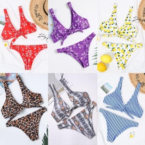 Sexy Micro Bikini 2021 Women Leopard Push Up Bra Thong Double sided Swimsuit Female Cut Out Bathing Suit Swimwear Trajes De Bano