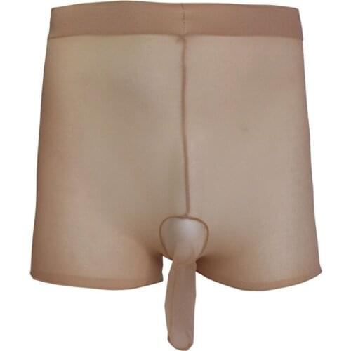 Gay Sexy Lingerie Sheer Boxer Trunks Briefs Underwear Underpants with Closed Penis Sheath Sissy Panties for Men