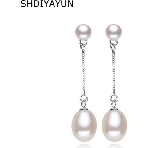 SHDIYAYUN Fine Pearl Earrings 925 Sterling Silver Jewelry Natural Freshwater Pearl Drop Earring Pearl Jewelry For Women Gift