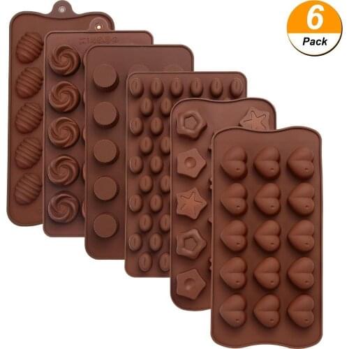 6 Pieces Silicone Chocolate Mold Cake Easter Egg Shape Star shape Cookie Mould Candy Baking Mold for Chocolate Cake DIY
