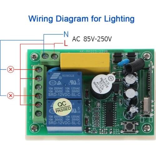 433Mhz Universal Wireless Remote Control Switch AC 250V 110V 220V 2CH Relay Receiver Module E56B
