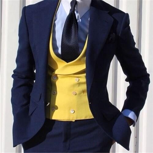 Yellow Double Breasted Wedding Waistcoat Mens Vests Slim Fit Costume Homme Fashion Best Men British Style Men Vests One Piece