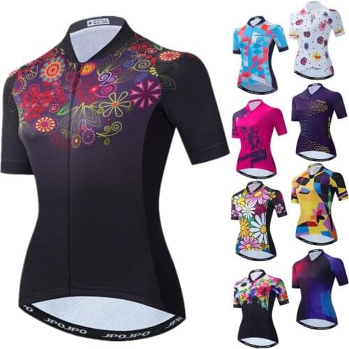 Weimostar Women Cycling Jerseys Summer Short Sleeve Bicycle Jersey Tops Mountain Breathable Bike Jersey Quick-dry Cycling Shirt