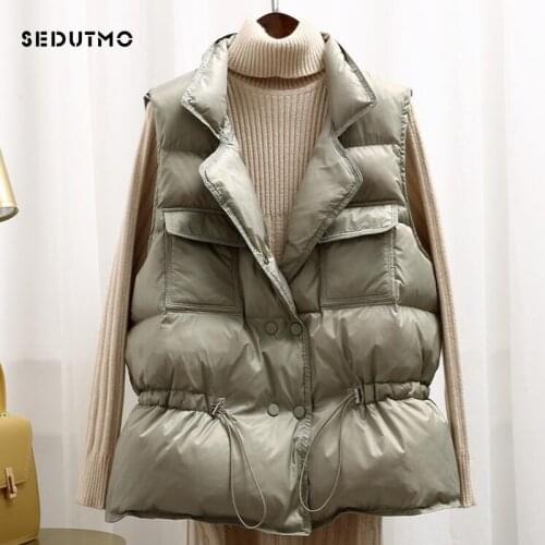 SEDUTMO Winter Duck Down Women Vest Short Jackets Tunic Waistcoat Spring Casual Puffer Jacket Slim Parkas ED1050